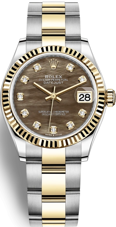 Rolex,Datejust 31 31mm,31mm,Yellow Gold,Stainless Steel,Black,Automatic,Day,55hours,278273,278273-0023
