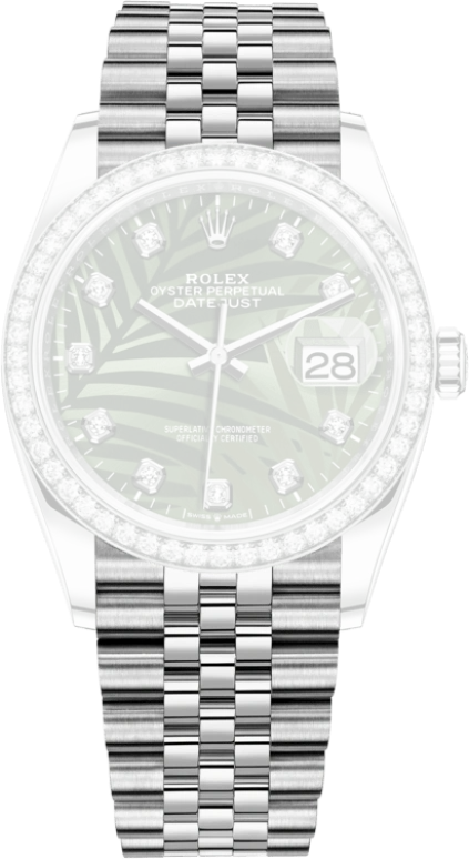 Rolex,Datejust 36 36mm,36mm,White Gold,Stainless Steel,Green,Automatic,Day,70hours,126284RBR,126284RBR-0047