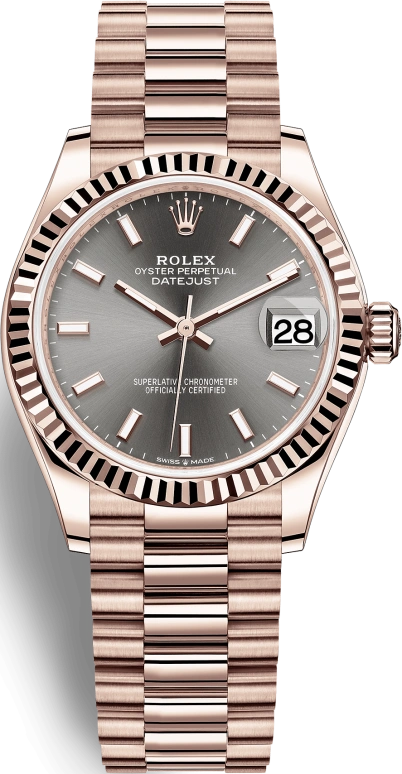 Rolex,Datejust 31 31mm,31mm,Rose Gold,Grey,Automatic,Day,55hours,278275,278275-0027