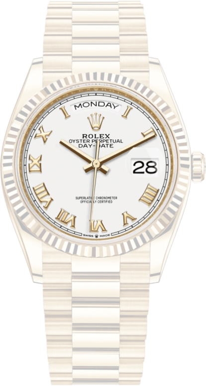 Rolex,Day-Date 36 36mm,36mm,Yellow Gold,White,Automatic,Date,Day,128238,128238-0076