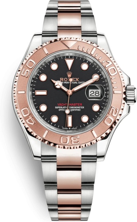 Rolex,Yacht-Master 40mm,40mm,Rose Gold,Stainless Steel,Black,Automatic,Day,70hours,126621,126621-0002