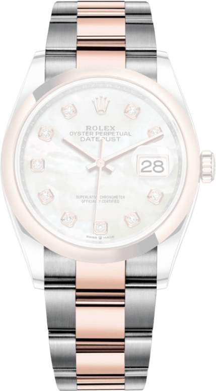 Rolex,Datejust 36 36mm,36mm,Oystersteel,Everose Gold,White,Automatic,Day,70hours,126201,126201-0022