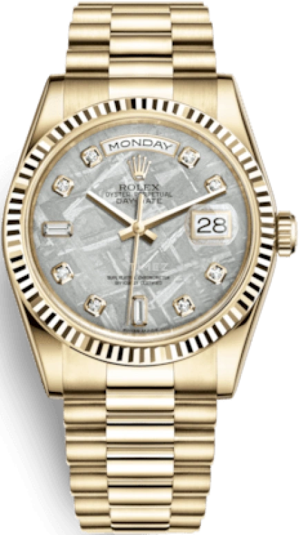 Rolex,Day-Date 36 36mm,36mm,Yellow Gold,Silver,Automatic,Date,Day,118238,118238-0119
