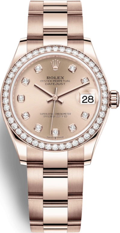 Rolex,Datejust 31 31mm,31mm,Rose Gold,Champagne,Automatic,Day,55hours,278285RBR,278285RBR-0024