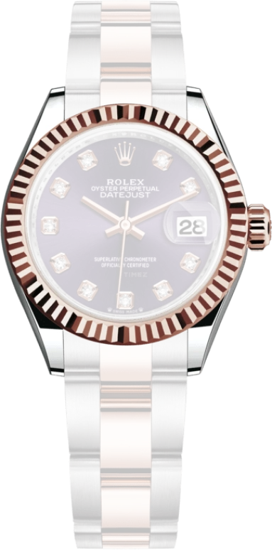 Rolex,Lady-Datejust 28mm,28mm,Rose Gold,Stainless Steel,Purple,Automatic,Day,55hours,279171,279171-0016