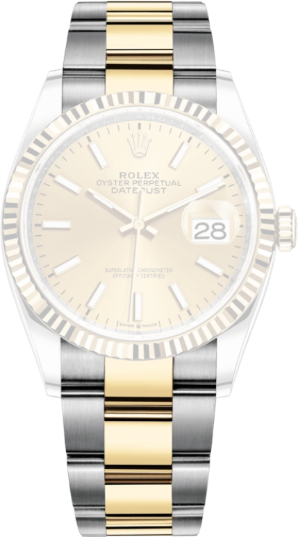 Rolex,Datejust 36 36mm,36mm,Yellow Gold,Stainless Steel,Champagne,Automatic,Day,70hours,126233,126233-0016
