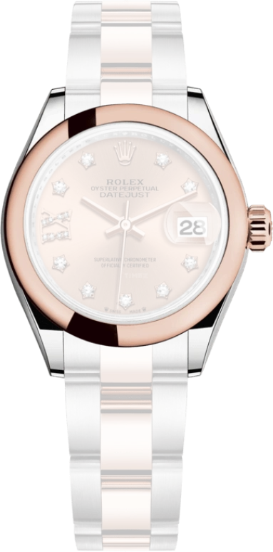 Rolex,Lady-Datejust 28mm,28mm,Rose Gold,Oystersteel,Pink,Rose Gold,Automatic,Day,55hours,279161,279161-0028