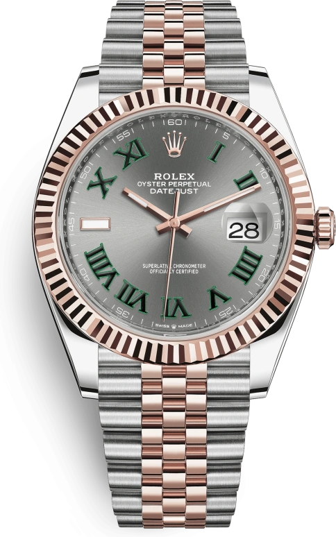 Rolex,Datejust 41 41mm,41mm,Rose Gold,Stainless Steel,Grey,Automatic,Day,70hours,126331,126331-0016