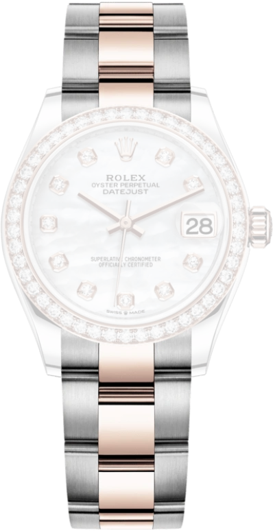 Rolex,Datejust 31 31mm,31mm,Rose Gold,Stainless Steel,White,Automatic,Day,55hours,278381RBR,278381RBR-0025