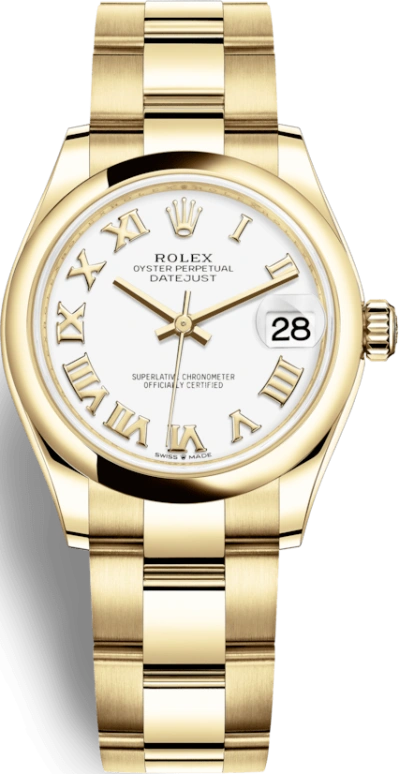 Rolex,Datejust 31 31mm,31mm,Yellow Gold,White,Automatic,Day,55hours,278248,278248-0019