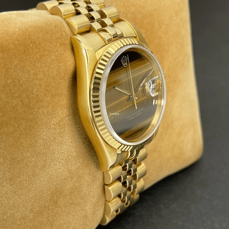 Rolex,Datejust 36 36mm,36mm,Yellow Gold,Black,Brown,Yellow,Automatic,Day,48hours,16238 Tiger Eye