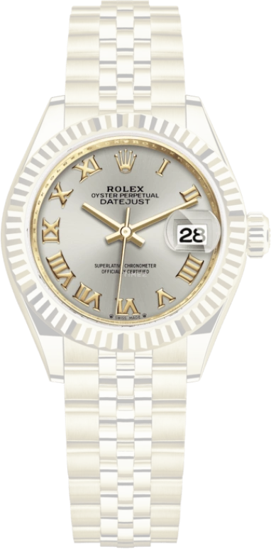 Rolex,Lady-Datejust 28mm,28mm,Yellow Gold,Silver,Automatic,Day,55hours,279178,279178-0021