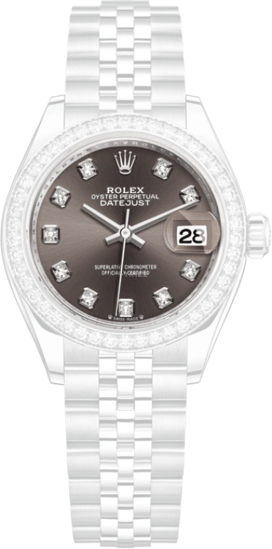 Rolex,Lady-Datejust 28mm,28mm,White Gold,Stainless Steel,Grey,Automatic,Day,55hours,279384RBR,279384RBR-0017