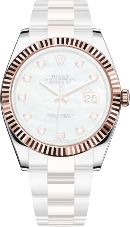 Rolex,Datejust 41 41mm,41mm,Rose Gold,Stainless Steel,White,Automatic,Day,70hours,126331,126331-0013