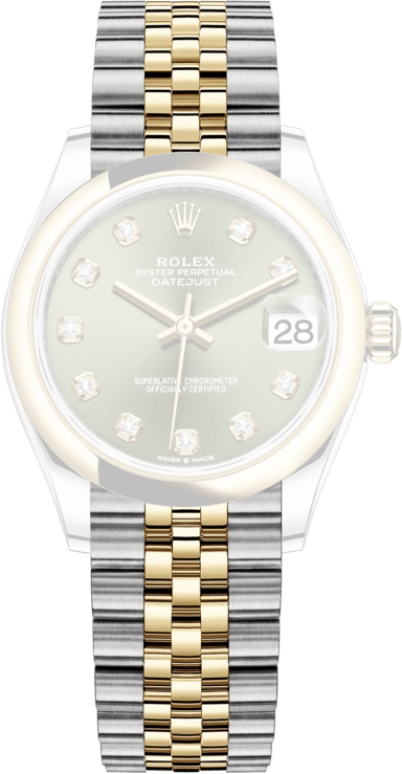 Rolex,Datejust 31 31mm,31mm,Yellow Gold,Stainless Steel,Green,Automatic,Day,55hours,278243,278243-0030