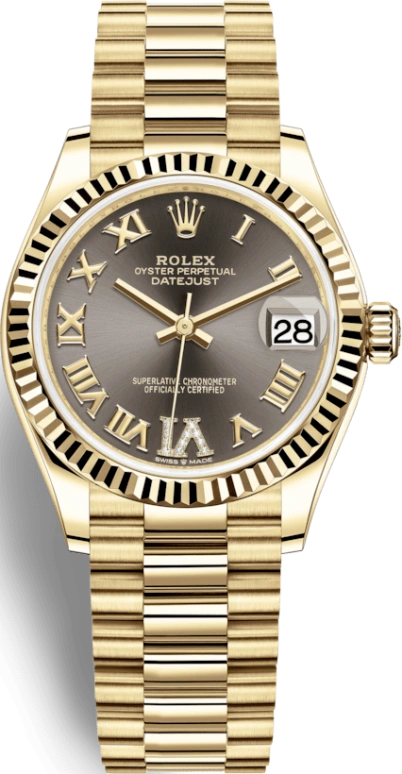 Rolex,Datejust 31 31mm,31mm,Yellow Gold,Grey,Automatic,Day,55hours,278278,278278-0032