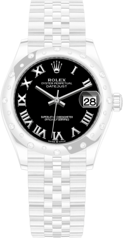 Rolex,Datejust 31 31mm,31mm,White Gold,Stainless Steel,Black,Automatic,Day,55hours,278344RBR,278344RBR-0002