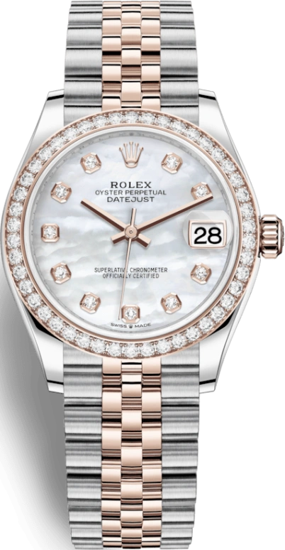 Rolex,Datejust 31 31mm,31mm,Rose Gold,Stainless Steel,White,Automatic,Day,55hours,278381RBR,278381RBR-0026
