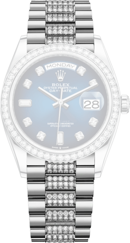 Rolex,Day-Date 36 36mm,36mm,White Gold,Blue,Automatic,Date,Day,128349RBR,128349RBR-0016