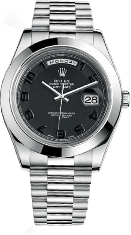 Rolex,Day-Date II 41mm,41mm,Platinum,Black,Automatic,Date,Day,218206,218206-0003