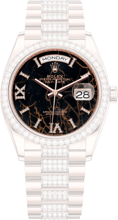 Rolex,Day-Date 36 36mm,36mm,Rose Gold,Black,Automatic,Date,Day,128345RBR,128345RBR-0045