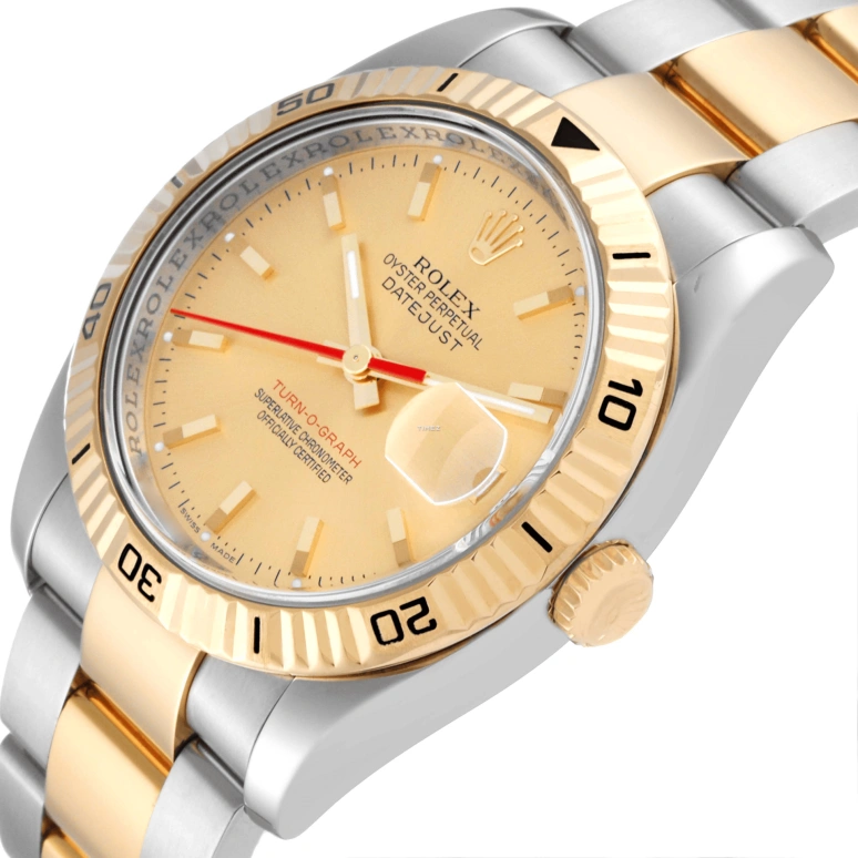 Rolex,Datejust 36 36mm,36mm,Stainless Steel,Yellow Gold,Champagne,Automatic,Day,48hours,116263 Turn,116263 Turn-O-Graph champagne Oyster
