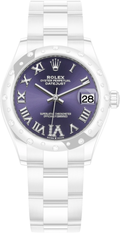 Rolex,Datejust 31 31mm,31mm,White Gold,Stainless Steel,Purple,Automatic,Day,55hours,278344RBR,278344RBR-0027