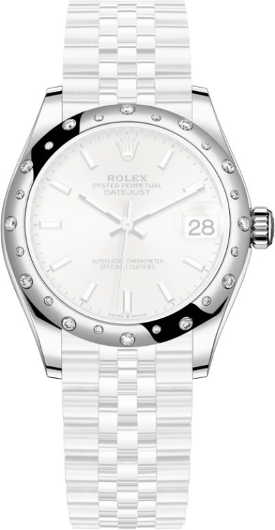 Rolex,Datejust 31 31mm,31mm,White Gold,Stainless Steel,Silver,Automatic,Day,55hours,278344RBR,278344RBR-0014