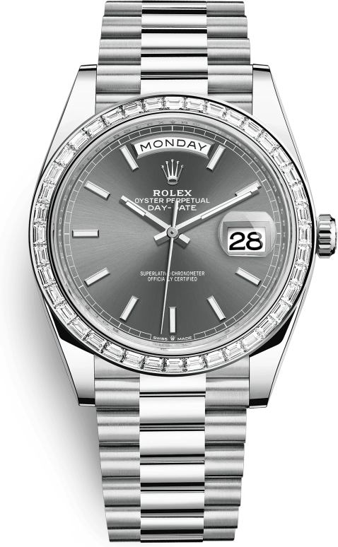 Rolex,Day-Date 40 40mm,40mm,Platinum,Grey,Automatic,Date,Day,228396TBR,228396TBR-0031
