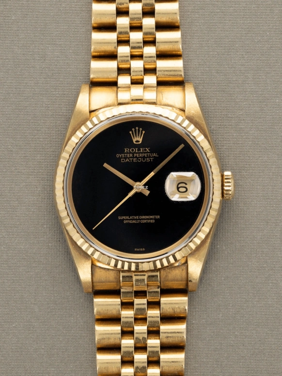 Rolex,Day-Date 36 36mm,36mm,Yellow Gold,Black,Automatic,Day,48hours,16238 Onyx