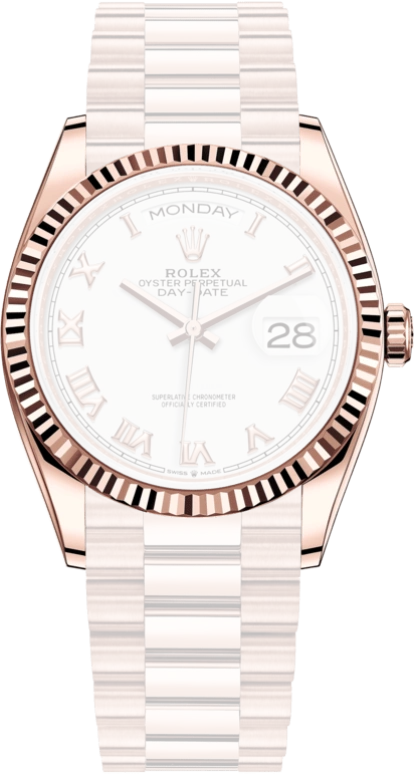 Rolex,Day-Date 36 36mm,36mm,Rose Gold,White,Automatic,Date,Day,128235,128235-0052