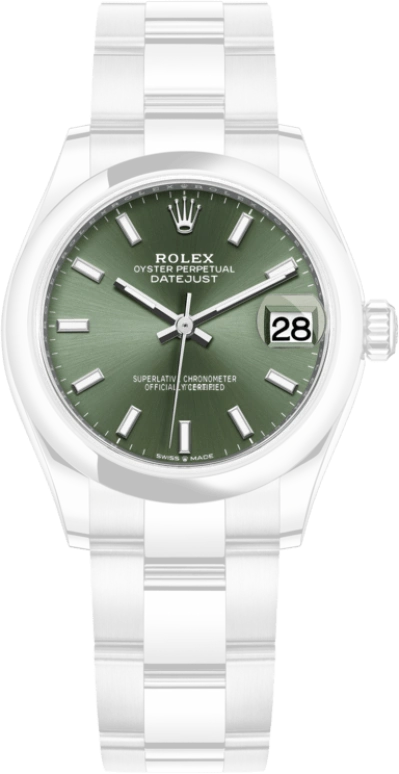 Rolex,Datejust 31 31mm,31mm,Stainless Steel,Green,Automatic,Day,55hours,278240,278240-0011