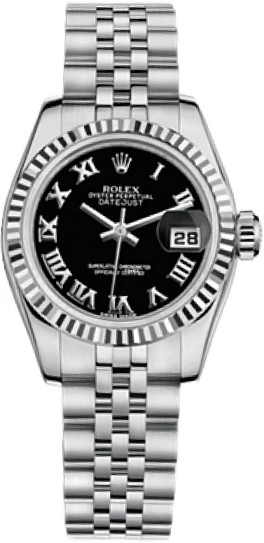 Rolex,Lady-Datejust 26mm,26mm,White Gold,Oystersteel,Black,Automatic,Day,48hours,179174,179174-0096