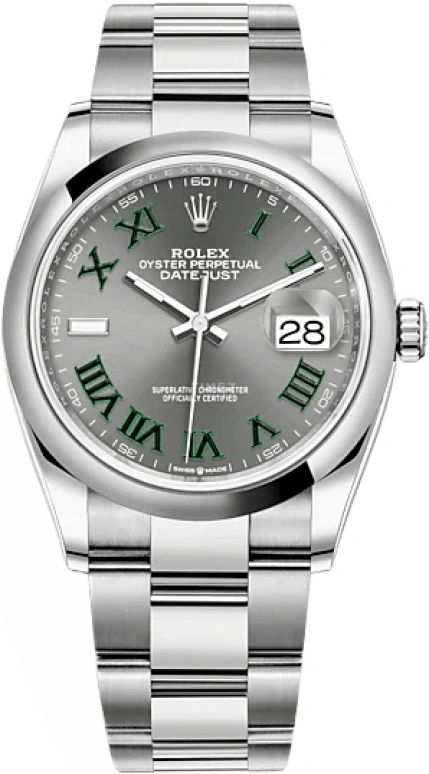 Rolex,Datejust 36 36mm,36mm,Stainless Steel,Grey,Automatic,Day,70hours,126200,126200-0018