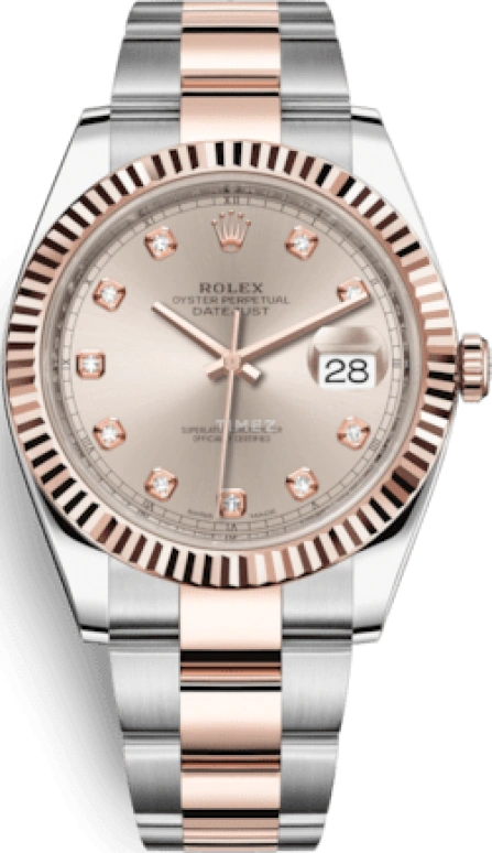 Rolex,Datejust 41 41mm,41mm,Rose Gold,Stainless Steel,Pink,Automatic,Day,70hours,126331,126331-0007