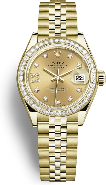 Rolex,Lady-Datejust 28mm,28mm,Yellow Gold,Champagne,Automatic,Day,55hours,279138RBR,279138RBR-0007
