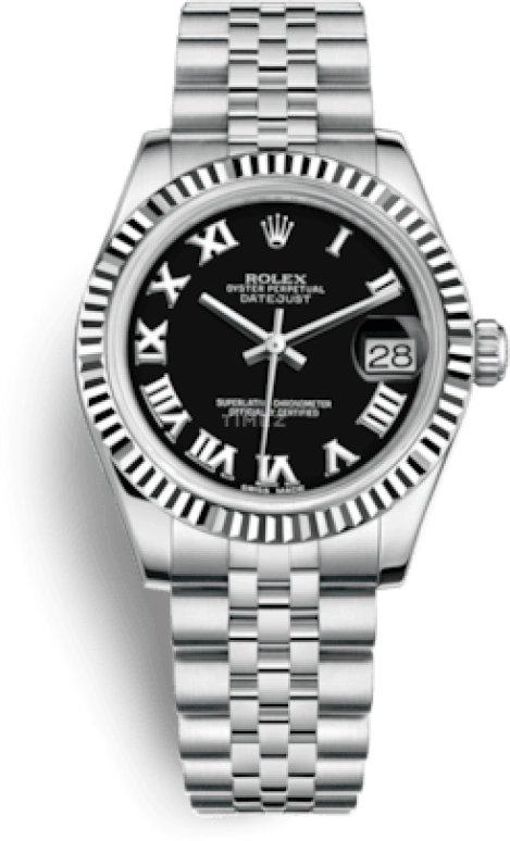 Rolex,Datejust 31 31mm,31mm,White Gold,Stainless Steel,Black,Automatic,Day,48hours,178274,178274-0079