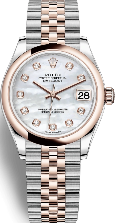 Rolex,Datejust 31 31mm,31mm,Rose Gold,Stainless Steel,White,Automatic,Day,55hours,278241,278241-0026