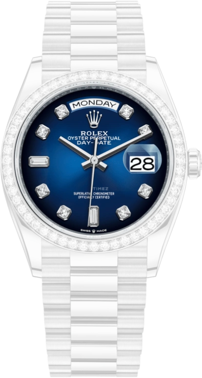Rolex,Day-Date 36 36mm,36mm,White Gold,Blue,Automatic,Date,Day,128349RBR,128349RBR-0010