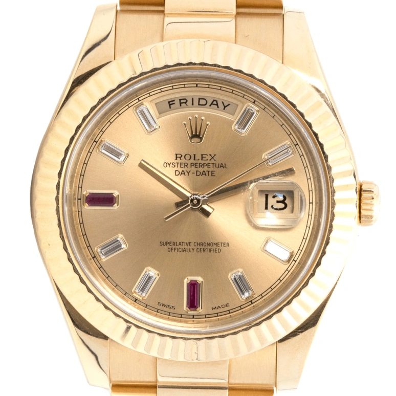 Rolex,Day-Date II 41mm,41mm,Yellow Gold,Gold,Automatic,48hours,In-house Caliber,218238 Ruby