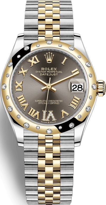 Rolex,Datejust 31 31mm,31mm,Yellow Gold,Stainless Steel,Grey,Automatic,Day,55hours,278343RBR,278343RBR-0018