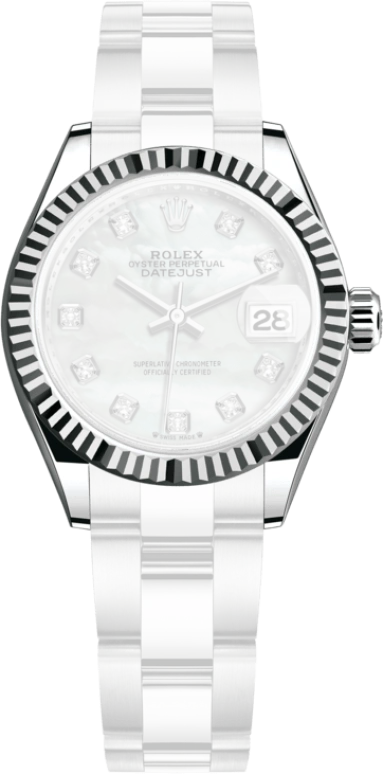 Rolex,Lady-Datejust 28mm,28mm,White Gold,Stainless Steel,White,Automatic,Day,55hours,279174,279174-0010