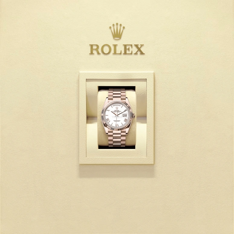 Rolex,Day-Date 36 36mm,36mm,Everose Gold,White,Automatic,Date,Day,128235,128235-0070