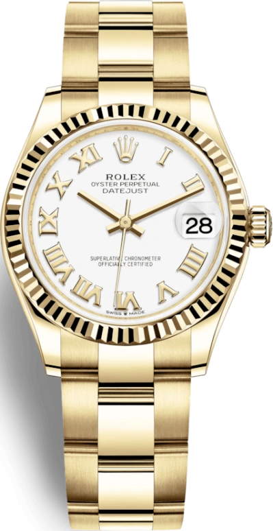 Rolex,Datejust 31 31mm,31mm,Yellow Gold,White,Automatic,Day,55hours,278278,278278-0019