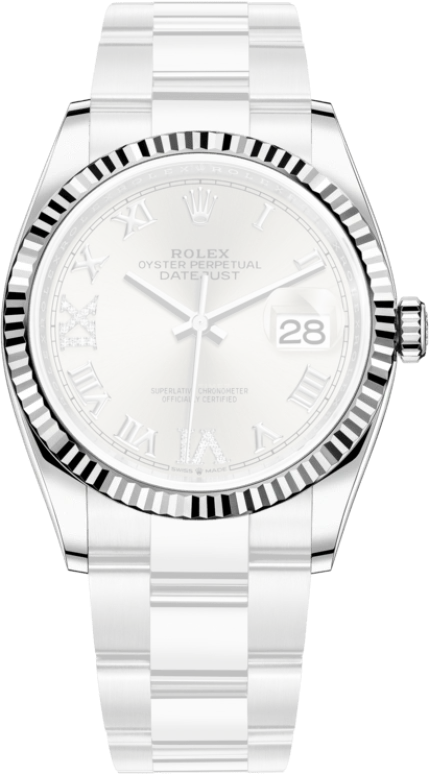 Rolex,Datejust 36 36mm,36mm,White Gold,Oystersteel,Silver,Automatic,Day,70hours,126234,126234-0030