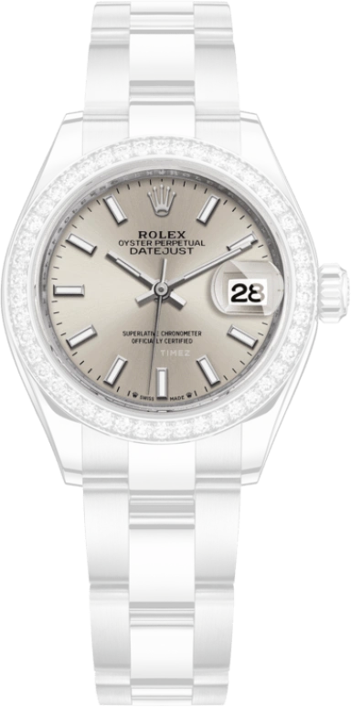 Rolex,Lady-Datejust 28mm,28mm,White Gold,Stainless Steel,Silver,Automatic,Day,55hours,279384RBR,279384RBR-0008