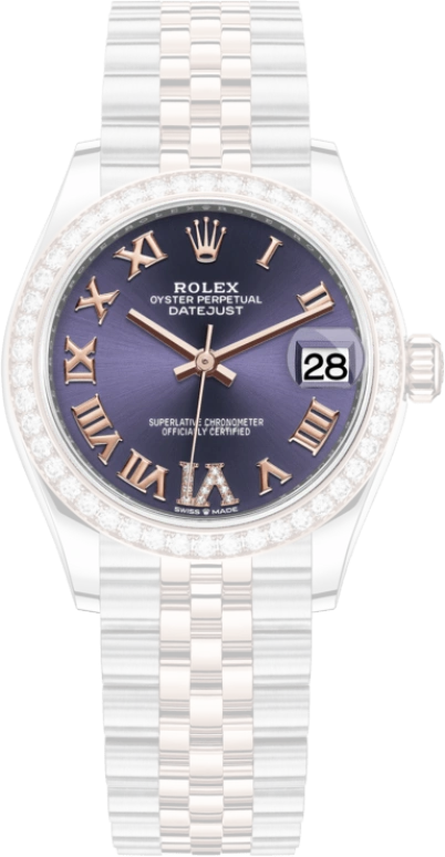 Rolex,Datejust 31 31mm,31mm,Rose Gold,Stainless Steel,Purple,Automatic,Day,55hours,278381RBR,278381RBR-0020