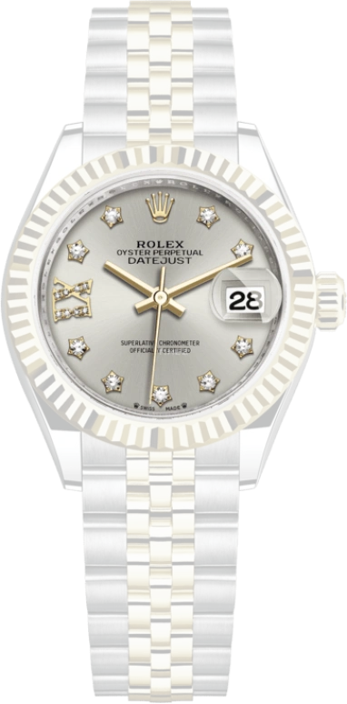Rolex,Lady-Datejust 28mm,28mm,Yellow Gold,Oystersteel,Silver,Automatic,Day,55hours,279173,279173-0003