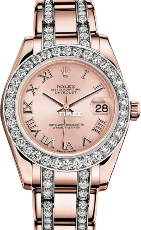 Rolex,Pearlmaster 34mm,34mm,Rose Gold,Pink Red,Red,Automatic,Day,55hours,81285,81285-0019