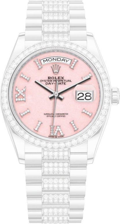 Rolex,Day-Date 36 36mm,36mm,White Gold,Pink,Automatic,Date,Day,Drake,128349RBR,128349RBR-0017